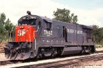 SP, Southern Pacific 7842,  B30-7, at Corsicana, Texas. September 13, 1982. 